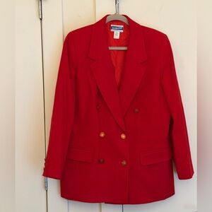 Pendleton Vibrant Red Double-Breasted Wool Blazer
